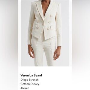 NWOT Veronica Beard Stretch Cotton Dickey Blazer - size 12 - cream/ off-white